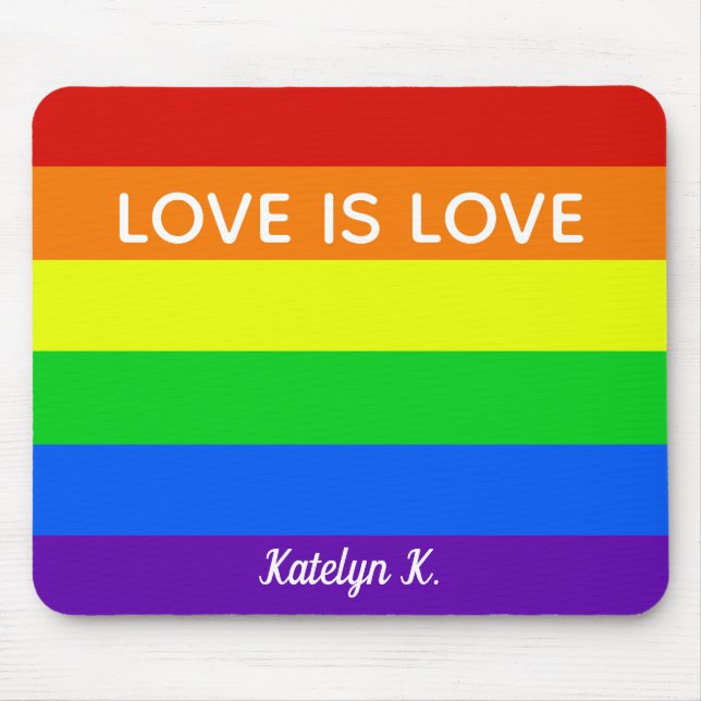 Tapis De Souris Love is Love Gay Pride LGBTQ Beautiful (Devant)