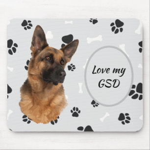 Tapis De Souris Love My German Shepherd Chien Pawprint Pad