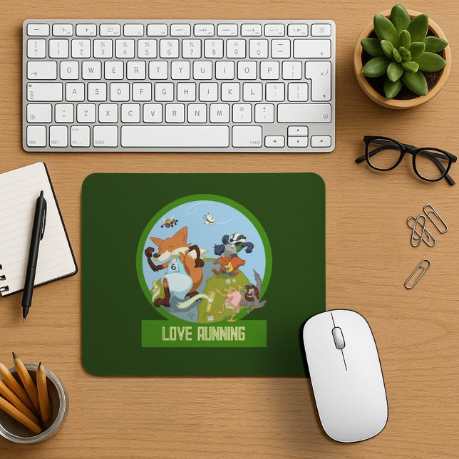 Tapis De Souris Love Runny Funny Woodland Animal Race Cartoon (Créateur téléchargé)