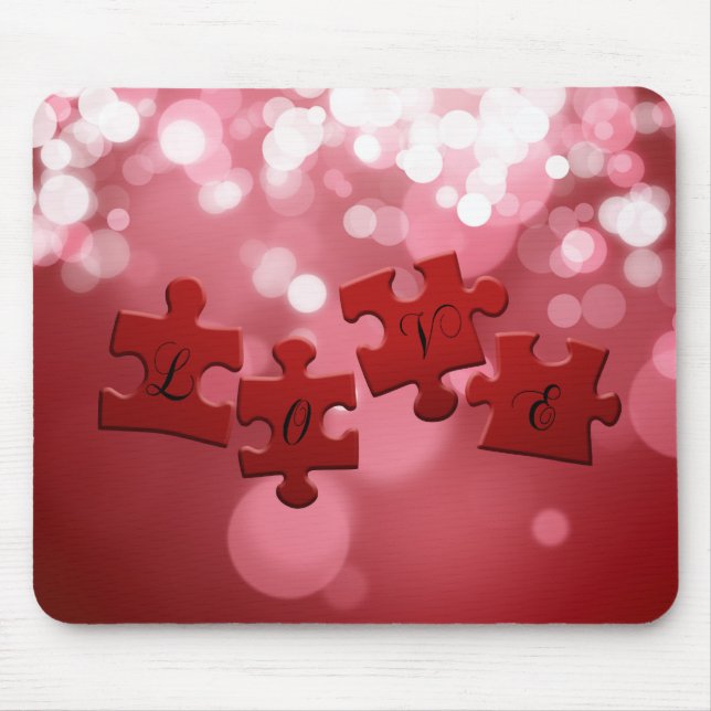 Tapis De Souris Love Script Puzzle Pièces (Devant)