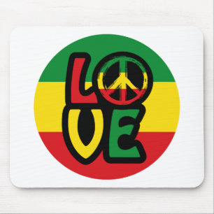 Tapis De Souris LOVE with peace symbol, reggae style