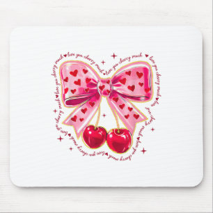 Tapis De Souris Love You Cherry Beaucoup Coquette Coeur Bow Valent