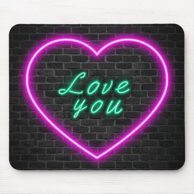 Tapis De Souris Love You Neon Sign Mouse Pad (Devant)