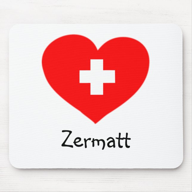 Tapis De Souris Love Zermatt - Bousepad de coeur suisse (Devant)
