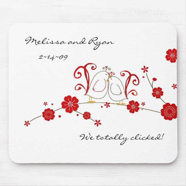 Tapis De Souris Lovebirds et Cherry Blossoms Souris (Devant)