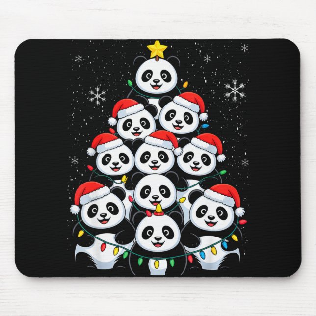 Tapis De Souris Lover Xmas Panda Christmas Tree T Shirt  (Devant)