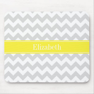 Tapis De Souris Lt Gray Wht Chevron Yellow Monogram