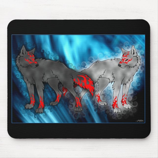 Tapis De Souris Lumière contre le loup foncé Mousepad (Devant)