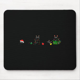 Tapis De Souris Lumière de Noël de chat noir Renne Père Noël Noël