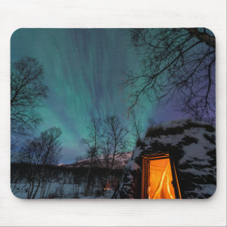 Tapis De Souris Lumières du nord et une hutte Mousepad de Sami