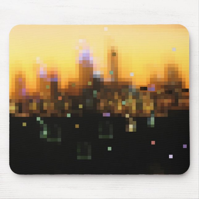 Tapis De Souris lumières lumineuses ville coucher de soleil (Devant)