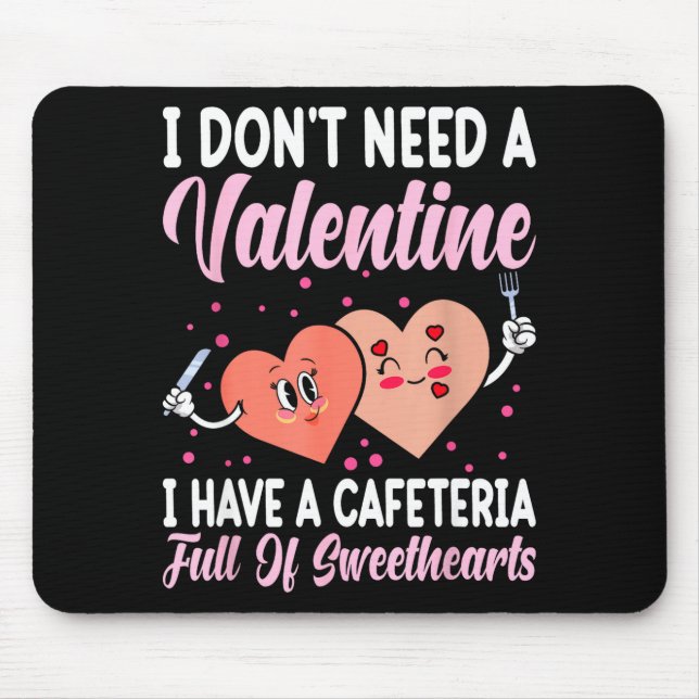 Tapis De Souris Lunch Lady Gift Co. Funny Valentine's Day - Black  (Devant)