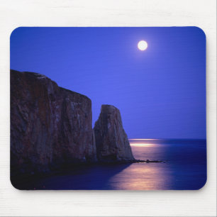 Tapis De Souris Lune au crépuscule   Rocher Percé Côte Gaspésienne