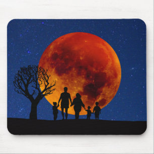 Tapis De Souris Lune de sang Lunaire Famille Eclipse