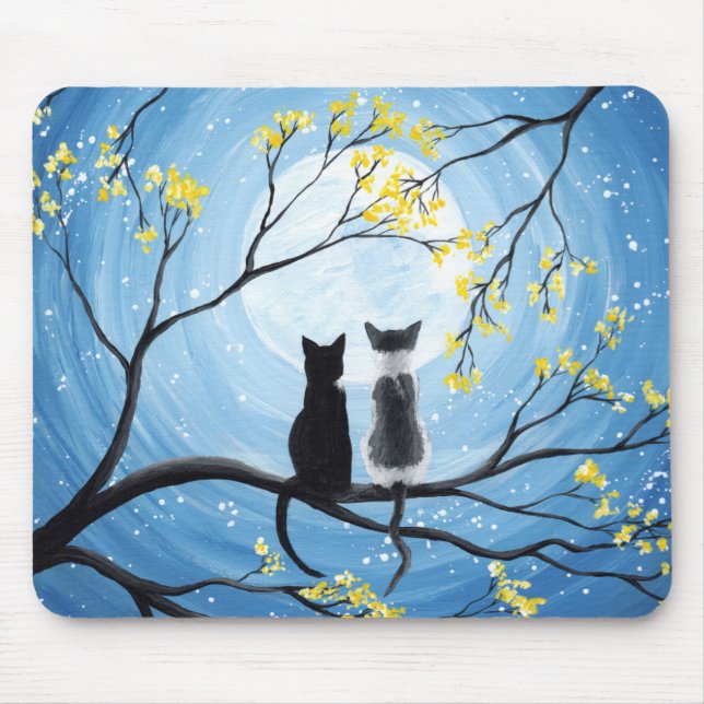 Tapis De Souris Lune lunatique avec des chats (Devant)