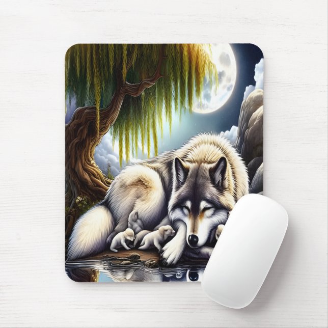 Tapis De Souris Lune Sérénité Un Loup Slumpteur (Avec souris)