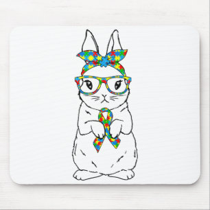 Tapis De Souris Lunettes de sensibilisation à l'autisme de lapin m