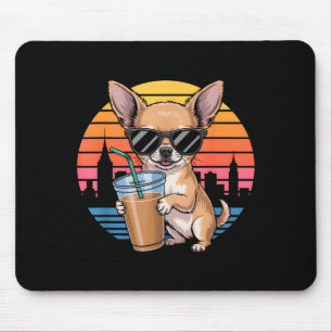 Tapis De Souris Lunettes de soleil de chihuahua drôles café glacé 