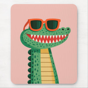 Tapis De Souris Lunettes de soleil de crocodile drôles Mignon anim