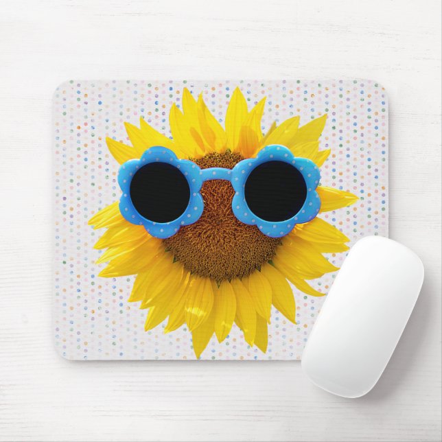 Tapis De Souris Lunettes De Soleil Sur La Souris De Tournesol (Avec souris)