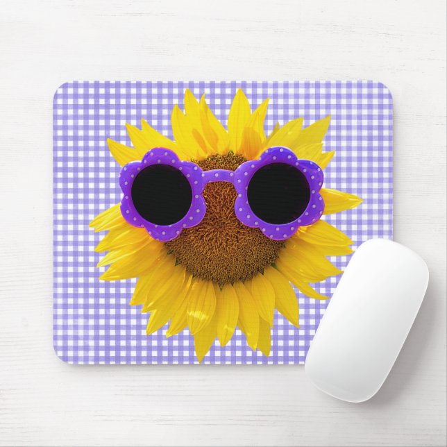 Tapis De Souris Lunettes De Soleil Sur La Souris De Tournesol (Avec souris)