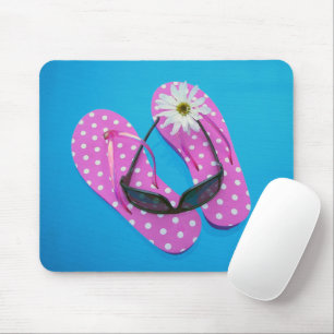 Tapis De Souris Lunettes De Soleil Sur Polka Dot Flip-flops