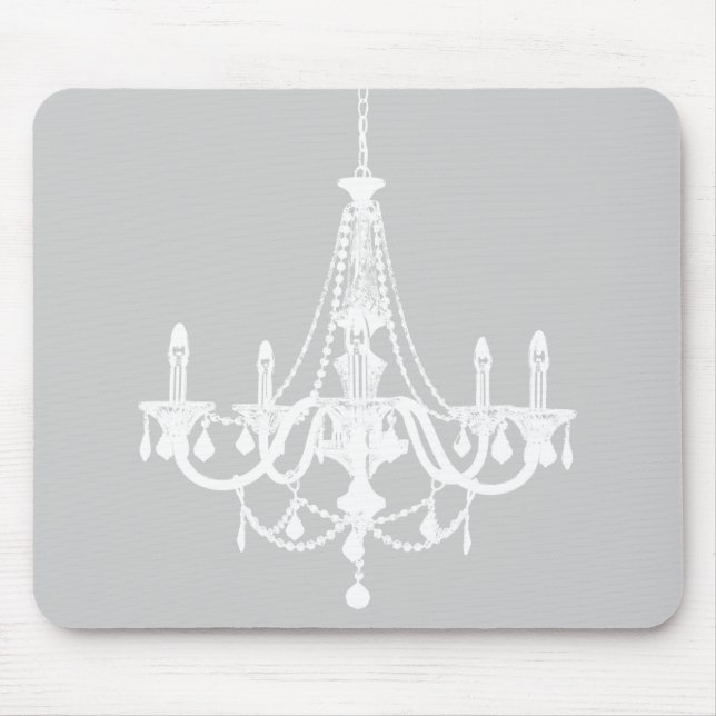 Tapis De Souris Lustre blanc et gris chic (Devant)