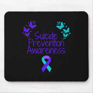 Tapis De Souris Lutte Contre Le Suicide Papillon Turquoise Et Pu