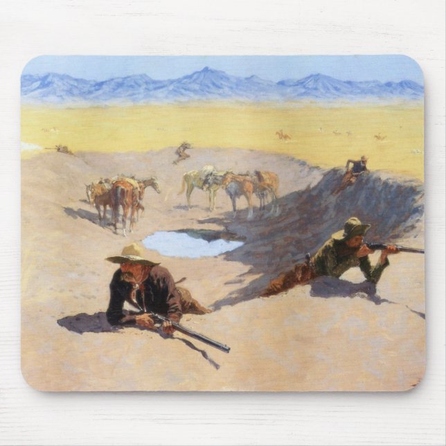 Tapis De Souris Lutter pour le trou d'eau (par Frederic Remington) (Devant)