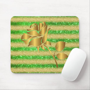 Tapis De Souris Luxe Populaire Floral Green Gold Parties scintilla