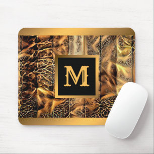 Tapis De Souris Luxe Unique Bois Or Monogramme