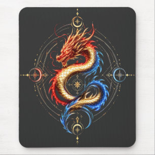 Tapis de Souris Luxueux Dragon Mystique Doré