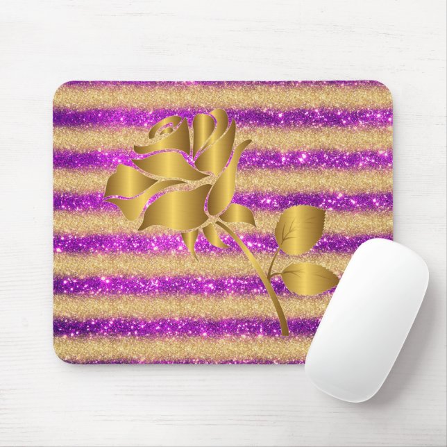 Tapis De Souris Luxueux Floral Purple Gold Parties scintillant Cad (Avec souris)