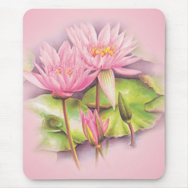 Tapis De Souris Lys d'eau rose fine art mat floral (Devant)