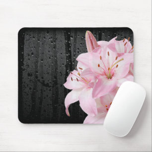 Tapis De Souris Lys Roses Avec Arroses Mousepad