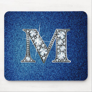 Tapis De Souris M Faux-"Diamond Bling" sur Denim Mousepad