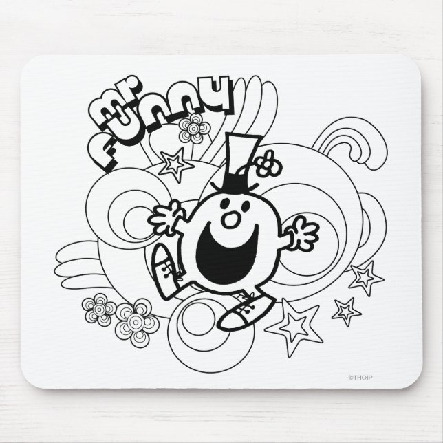 Tapis De Souris M. Funny | Black & White Swirls & Stars (Devant)