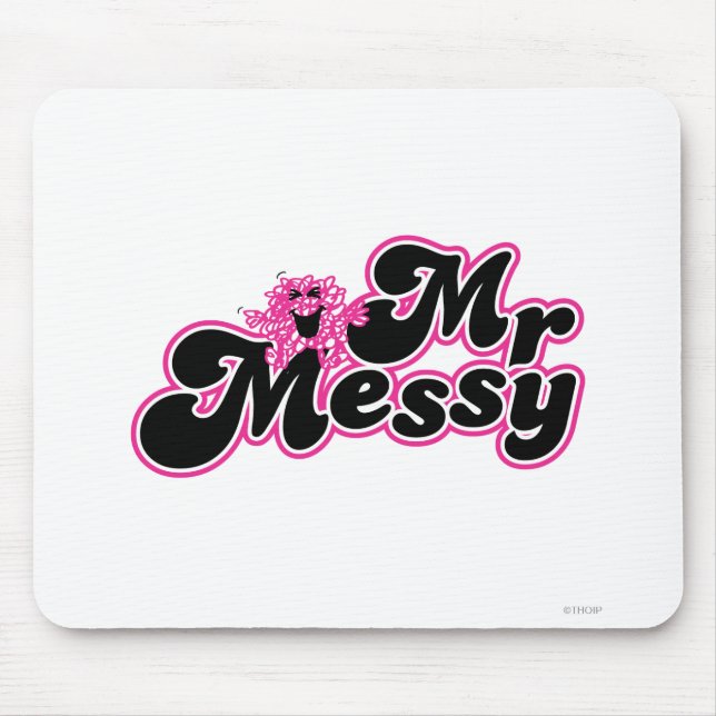 Tapis De Souris M. Messy | Grandes lettres noires et roses (Devant)
