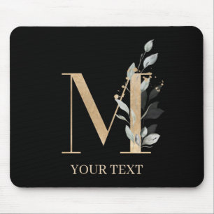 Tapis De Souris M Monogramme Floral Personnalisé
