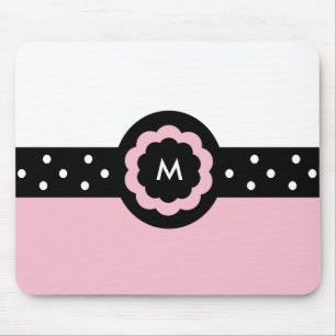 Tapis De Souris M : Monogramme M Mousepad rose et blanc
