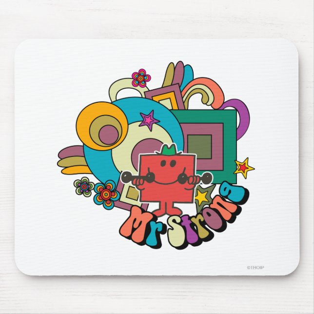 Tapis De Souris M. Strong | Flèches, étoiles et fleurs psychédéliq (Devant)