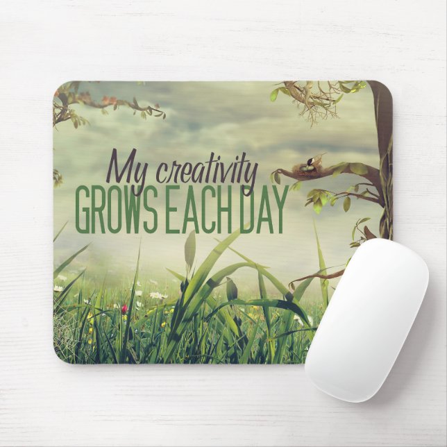 Tapis De Souris "Ma créativité grandit" Motivation Affirmation (Avec souris)