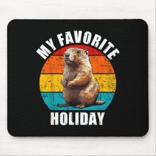 Tapis De Souris Ma fête préférée drôle Groundhog Day 2025 Rétro