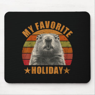Tapis De Souris Ma fête préférée drôle rétro vintage marmotte