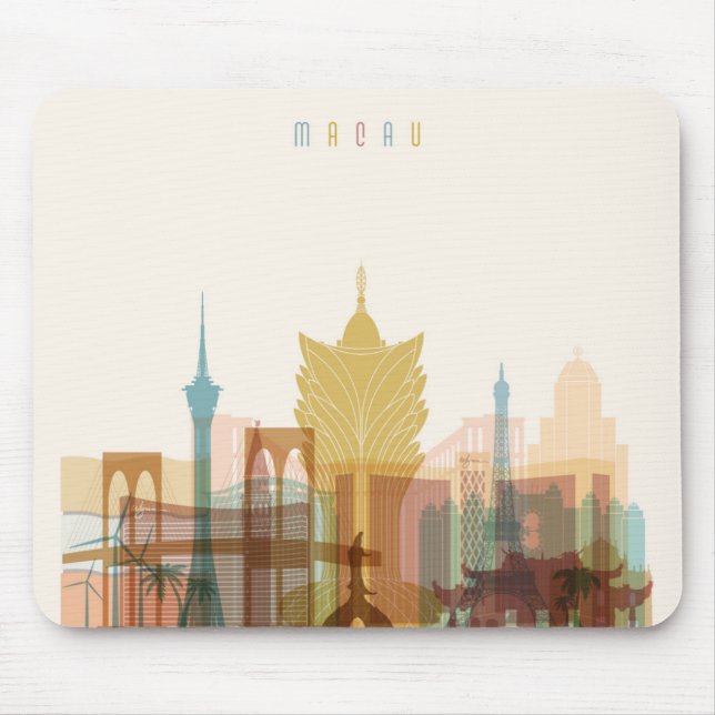 Tapis De Souris Macao, horizon de ville de la Chine | (Devant)