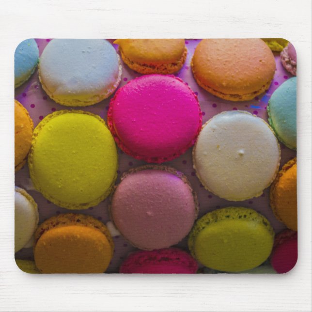 Tapis De Souris Macarons colorés Dessert Cuit Savoureux (Devant)