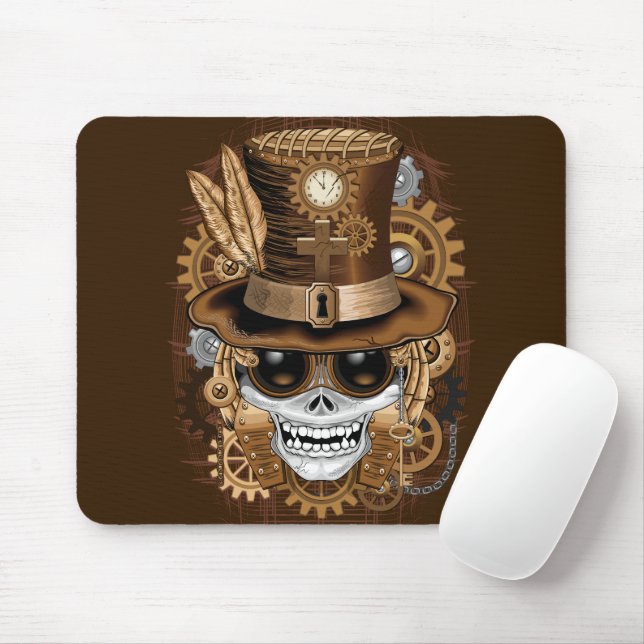 Tapis De Souris Machine rétro Voodoo à vapeur crâne (Avec souris)