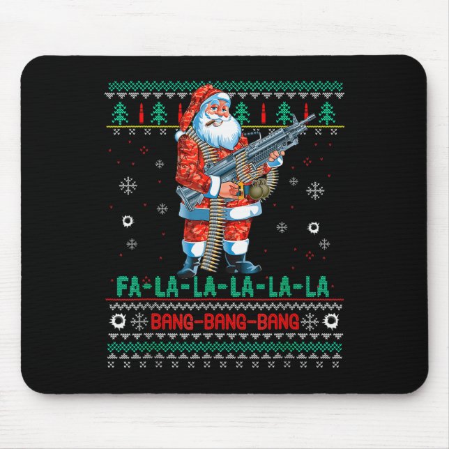 Tapis De Souris Machine Santa Claus Gun Lover Ugly Christmas Sweat (Devant)