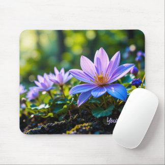 Tapis De Souris Macro Fleurs sauvages violettes de la forêt avec r