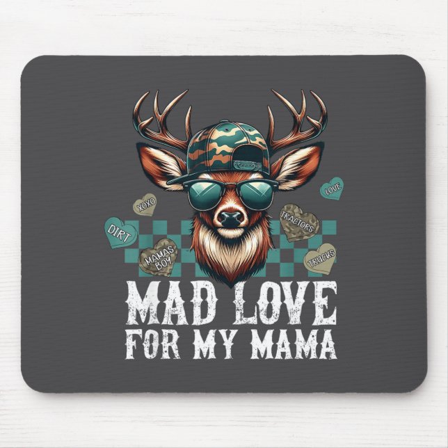 Tapis De Souris Mad Retro Love For My Mama Camo Deer Hunting Valen (Devant)